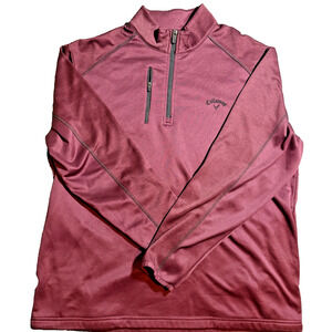 Callaway Men's Large 1/4 Zip Pullover Golf Jacket Maroon Performance Pockets